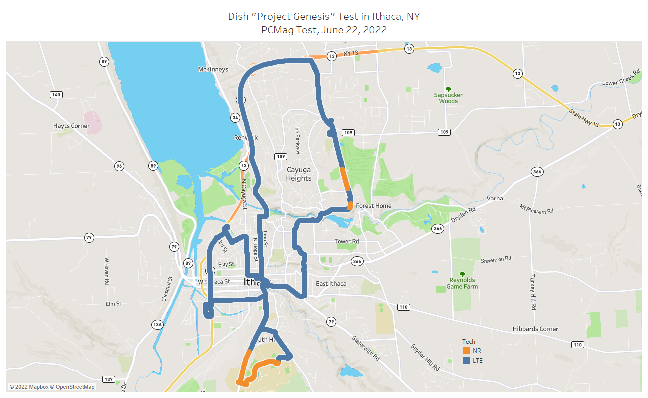 Dish coverage map in Ithaca