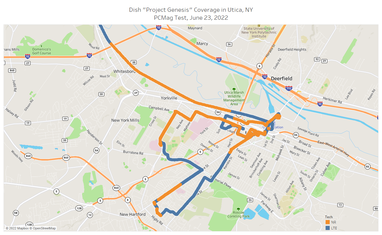 Dish coverage map in Utica