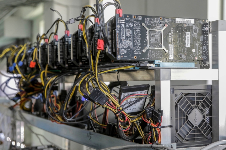 Graphics cards in a crypto mining farm.