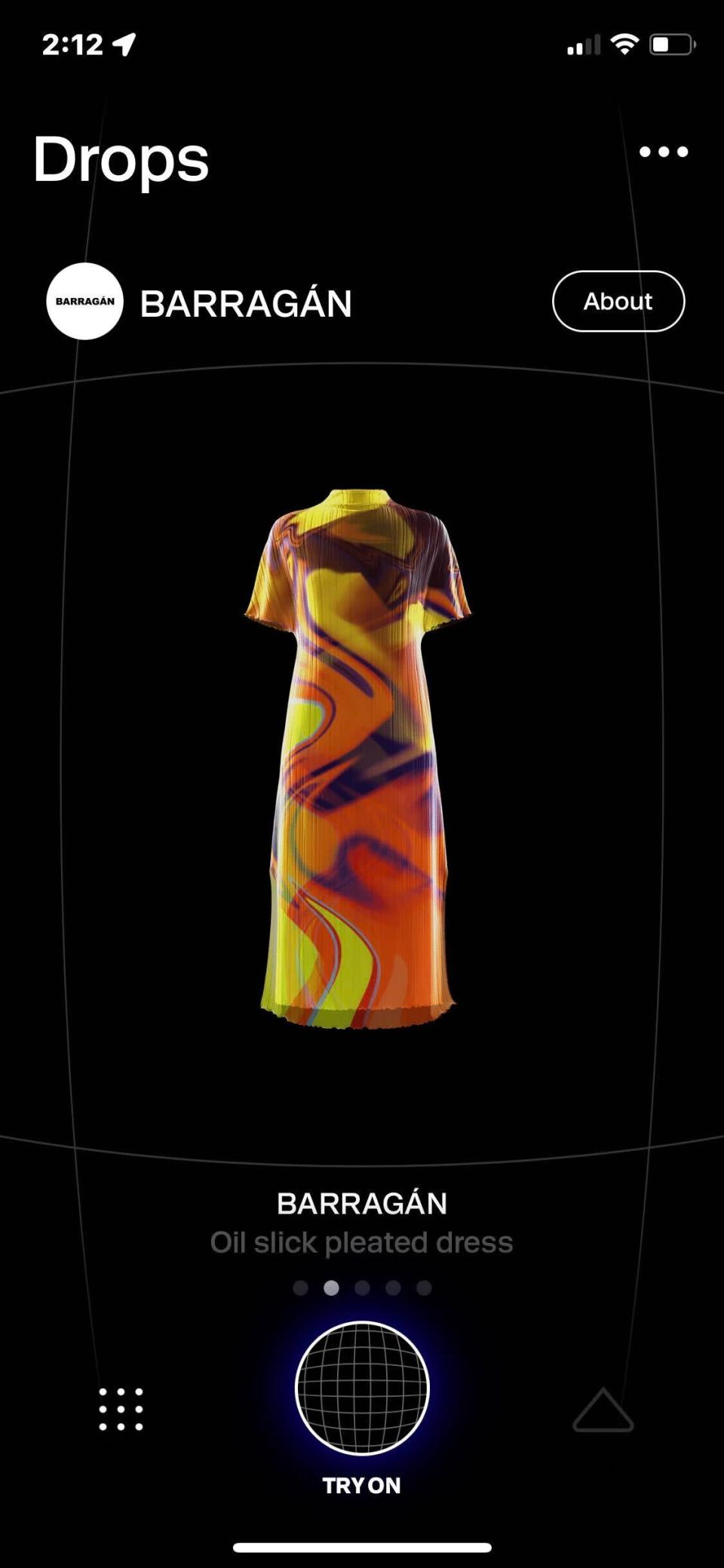 The Oil Dress in Zero10’s iPhone app. - Credit: Courtesy image