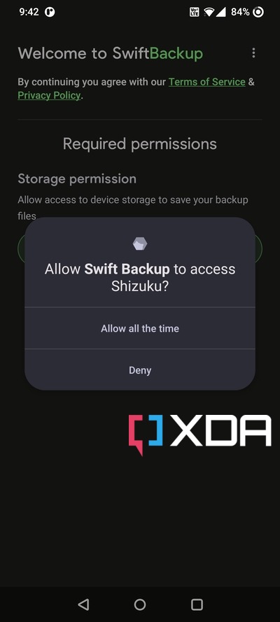 Shizuku access Swift backup