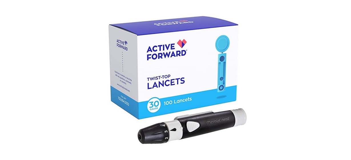 Active Forward Microlet Lancing Device with 100 Active Forward 30-Gauge Lancets