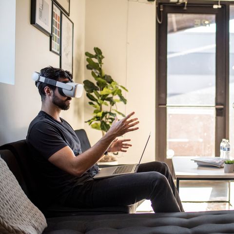 gavin menichini, using the oculus quest 2 vr headset, gives a demonstration of the immersed virtual reality program which can be used for many applications including virtual meetings at the immersed offices on january 28, 2022 in austin, texas   while still the stuff of science fiction for most people, forerunners of the metaverse vision for the internets future are already de rigueur for handfuls of people beyond the gamer and techno hipster crowds photo by sergio flores  afp photo by sergio floresafp via getty images