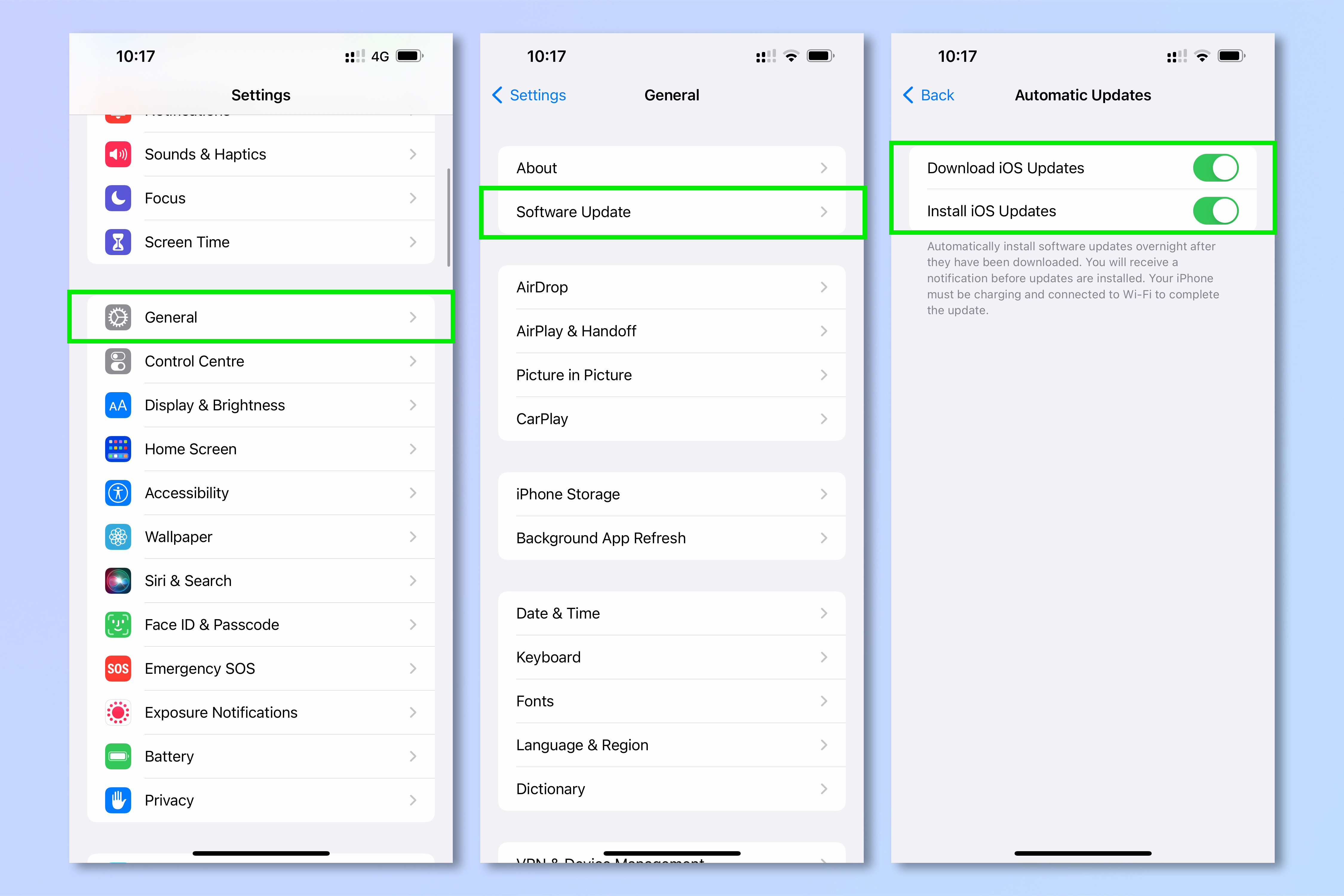 Screenshots showing how to save battery life on iPhone