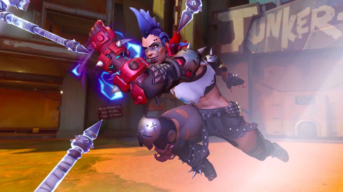 Junker Queen dashes in a screenshot from Overwatch 2