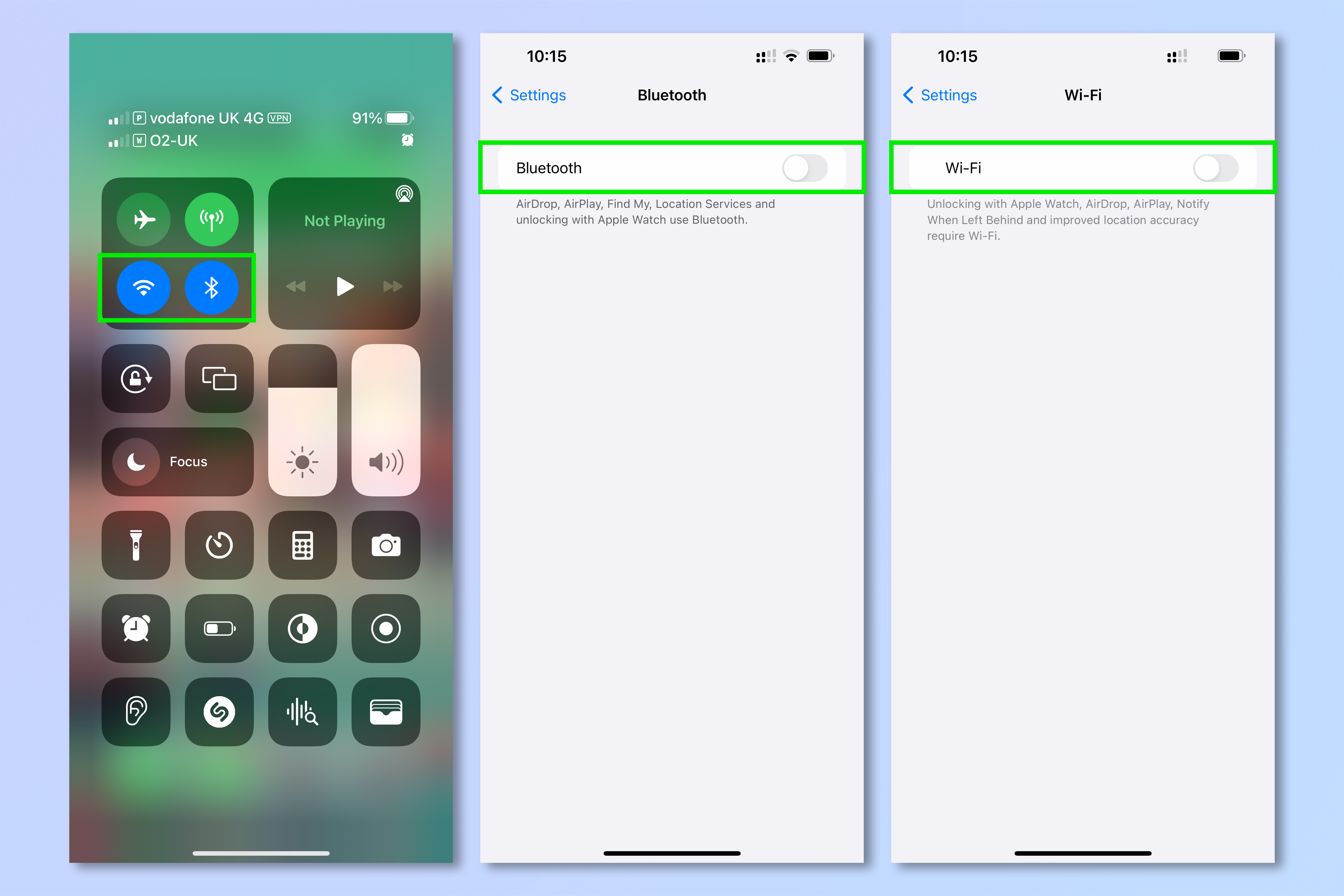 Screenshots showing how to save battery life on iPhone