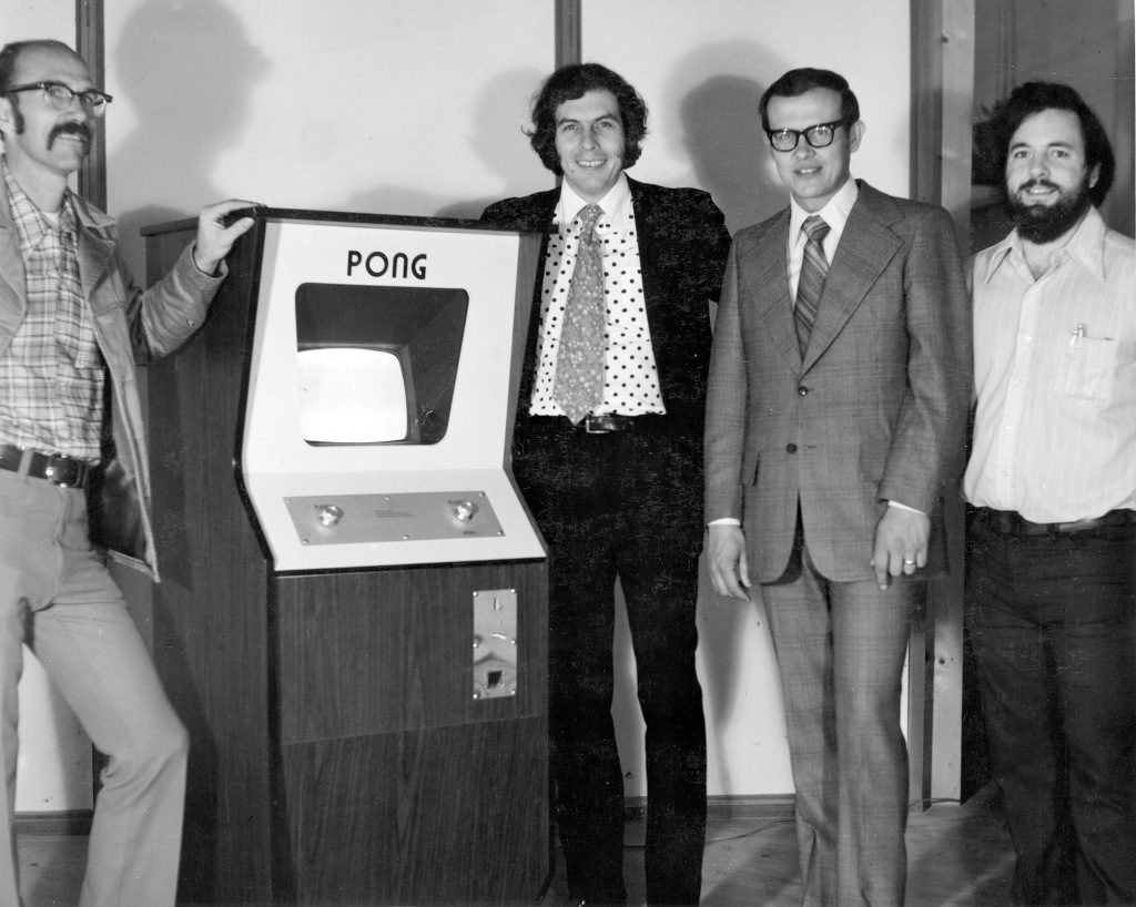 Atari founders Ted Dabney and Nolan Bushnell with Fred Marincic and Al Alcorn in an undated photo.