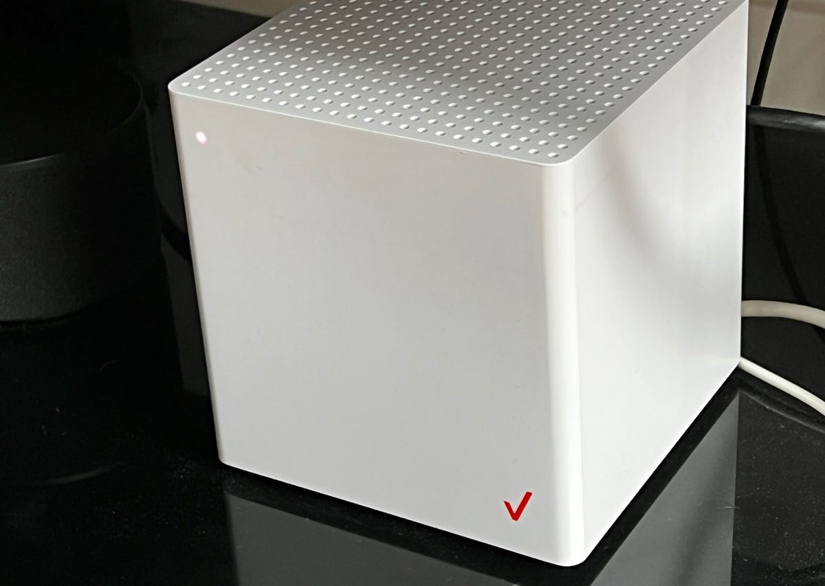 The Verizon 5G Home Internet box on a table