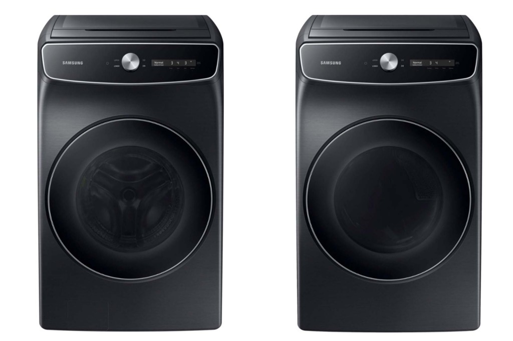 Two black washing machines