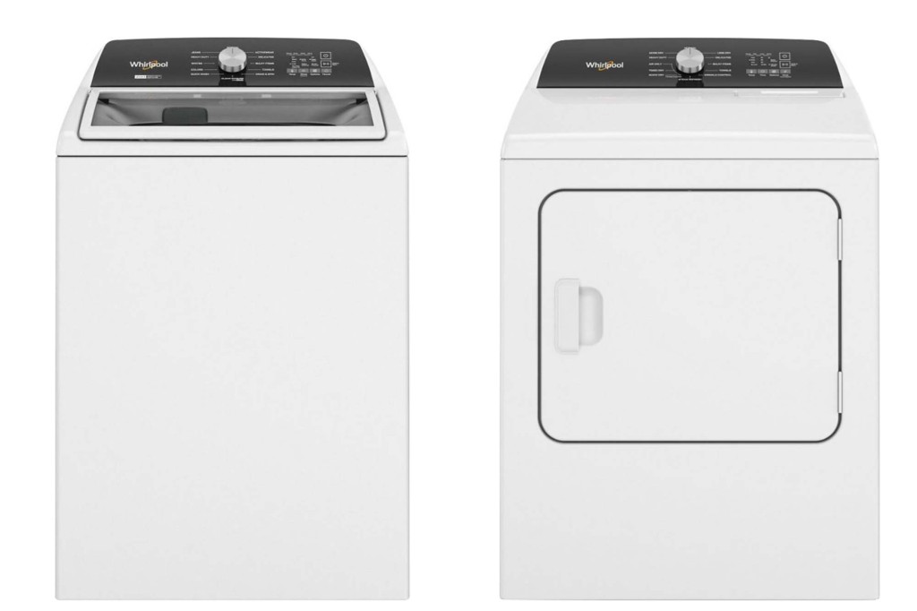 Set of white washing machines