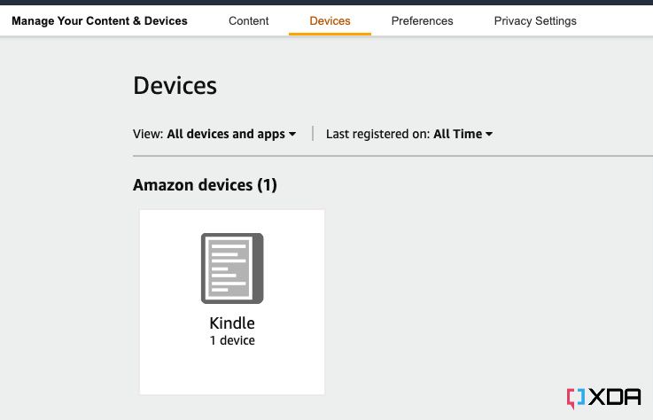 Amazon's Manage your device section