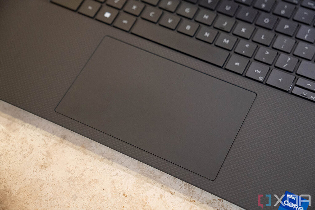 Close up of touchpad on Dell XPS 17