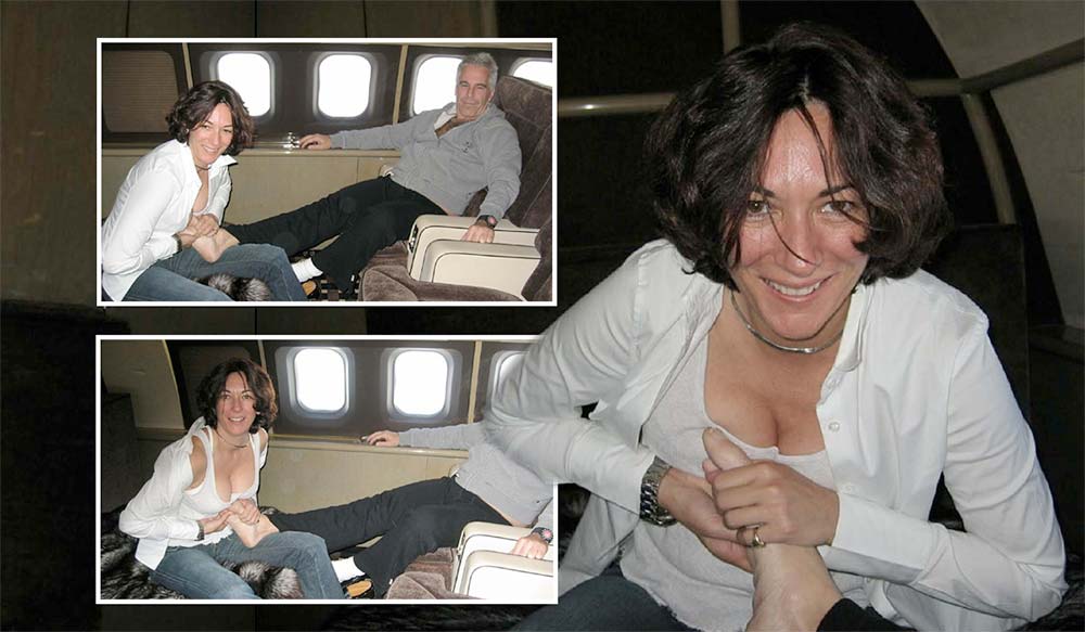 Ghislaine Maxwell giving Jeffrey Epstein a foot massage