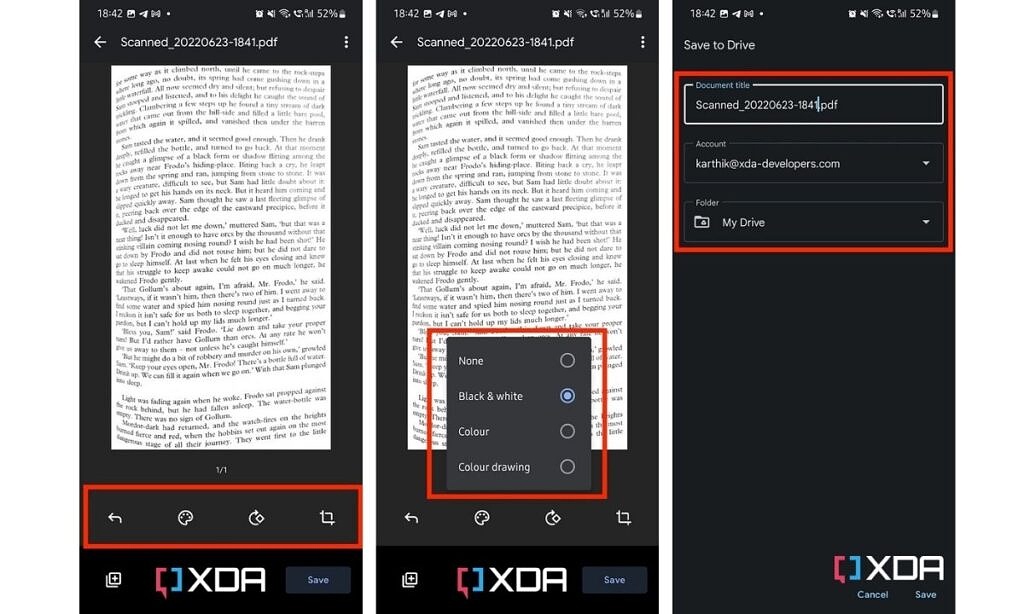 Scanning and saving documents in Google Drive