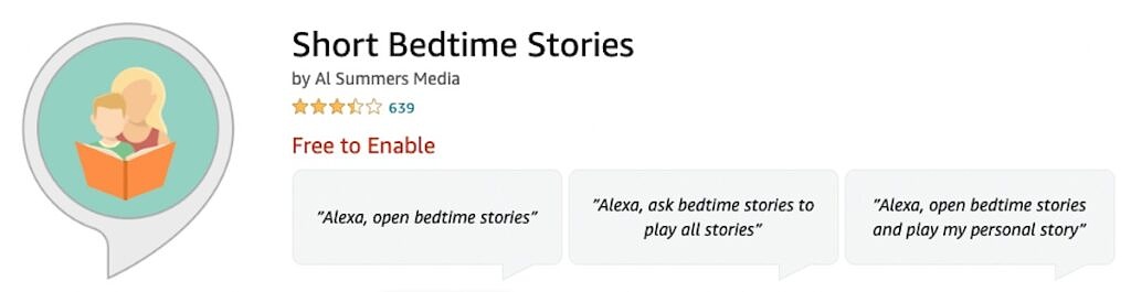 Short Bedtime story alexa skill listing