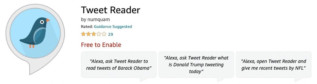 Tweet reader skill in Alexa